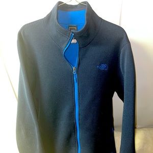 The North Face Mens Fleece Lined Thermal Jacket Size Lg Full Zip Ski Hiking Blue